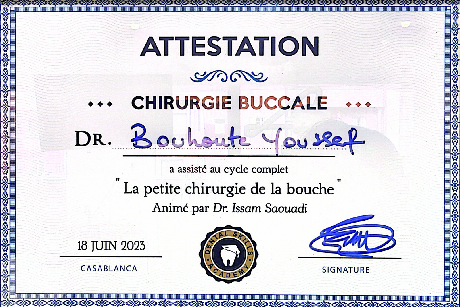 Attestation Chirurgie Buccale